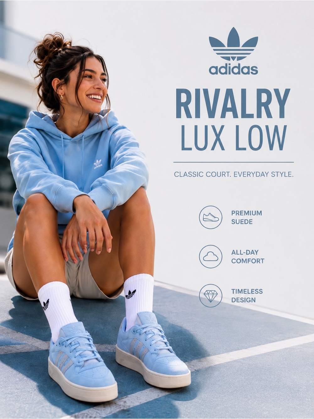 adidas Rivalry Lux Low sneakers blue size 8.5 US OR 40 2/3  FR  new with tags